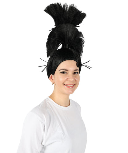 HPO Women's Black High Ponytail Wig I Perfect for Halloween Party I Flame-retardant Synthetic Fiber