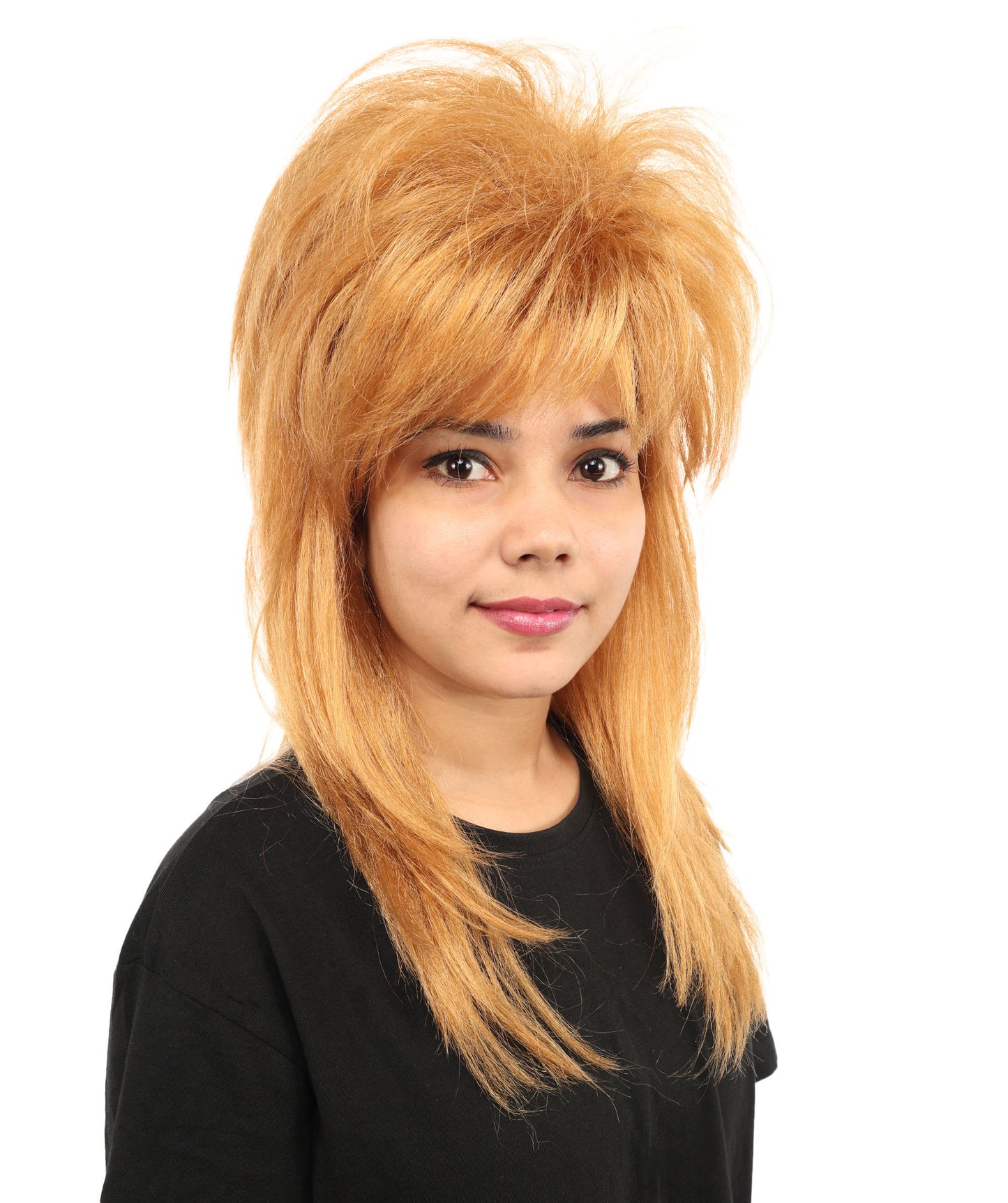 HPO Women’s Long Brown Shag Wig | 80s-Inspired Layered Hairpiece with Capless Cap Design | Ideal for Halloween, Disco, and Pop Star Dress-Up