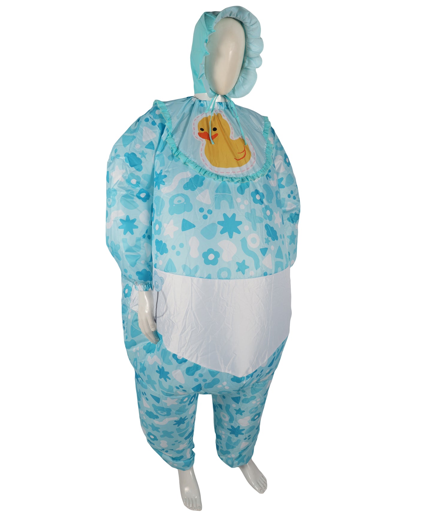 HPO Adult Blue and White Printed Inflatable Costume | Funny Oversized Jumpsuit | Ideal for Halloween