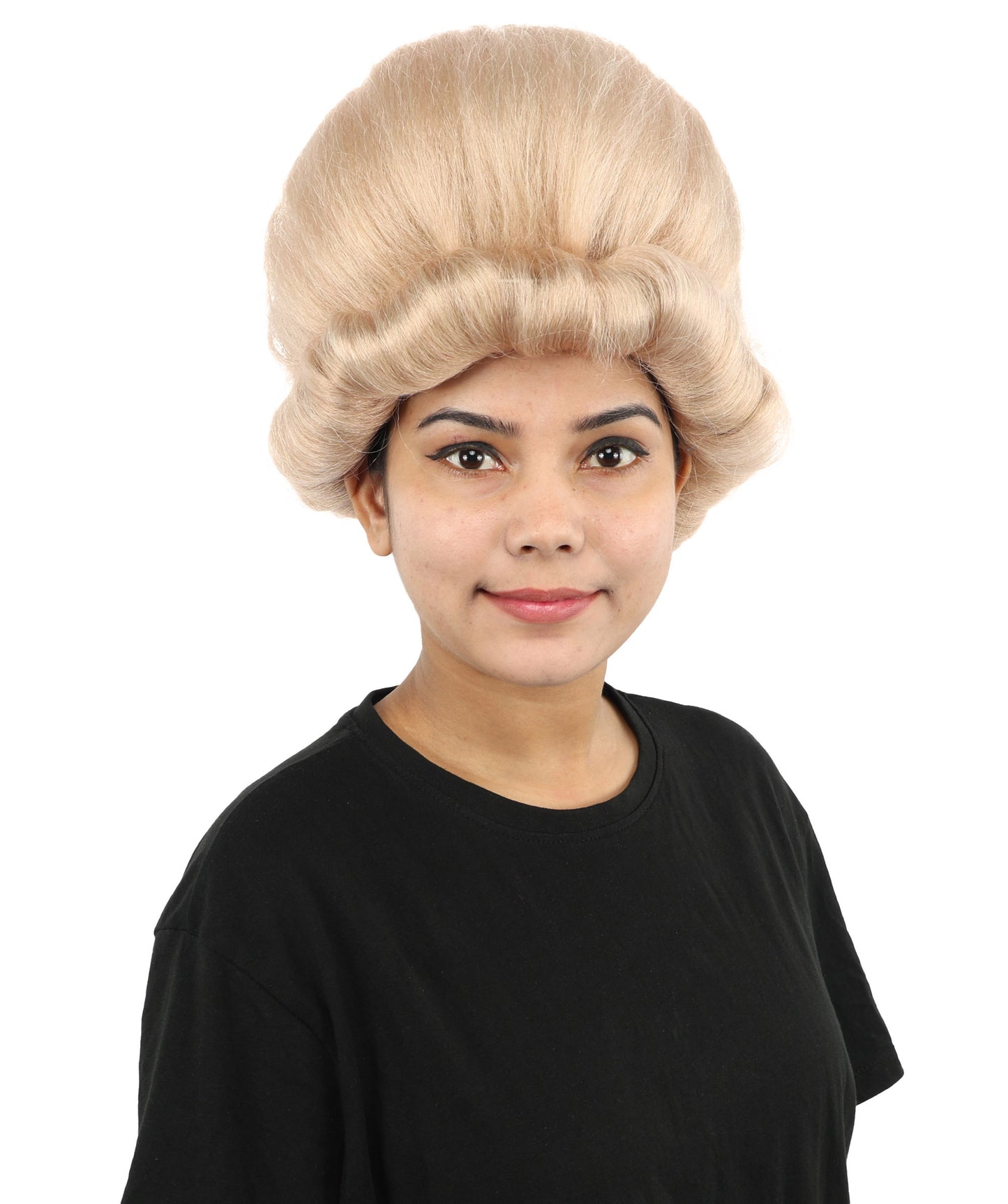 HPO Women's Voluminous Golden Blonde Grandma Wig | Medium Puffy Afro Style with Silver Texture, Synthetic Fiber & Adjustable Fit | Halloween, 100th Day of School, Theater & Funny Costume
