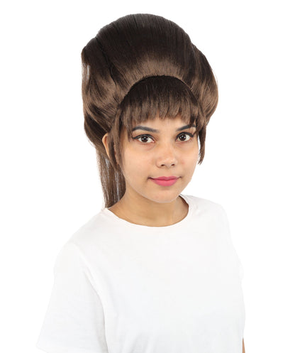 HPO Adult Women's Avant-Garde Bouffant Wig | Multiple Color Options | Create of synthetic fiber, massive smooth updo with micro bangs, breathable base | Party, Halloween, theater, drag, performance, costume events