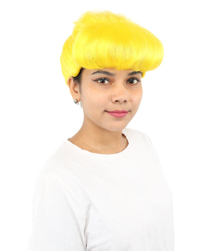 HPO Adult Women's Retro Pin-Up Wig | Multicolor Options, create of synthetic fiber, vintage curled bumper bangs with rolled back, breathable base | Party, Halloween, theater, drag, performance, costume events