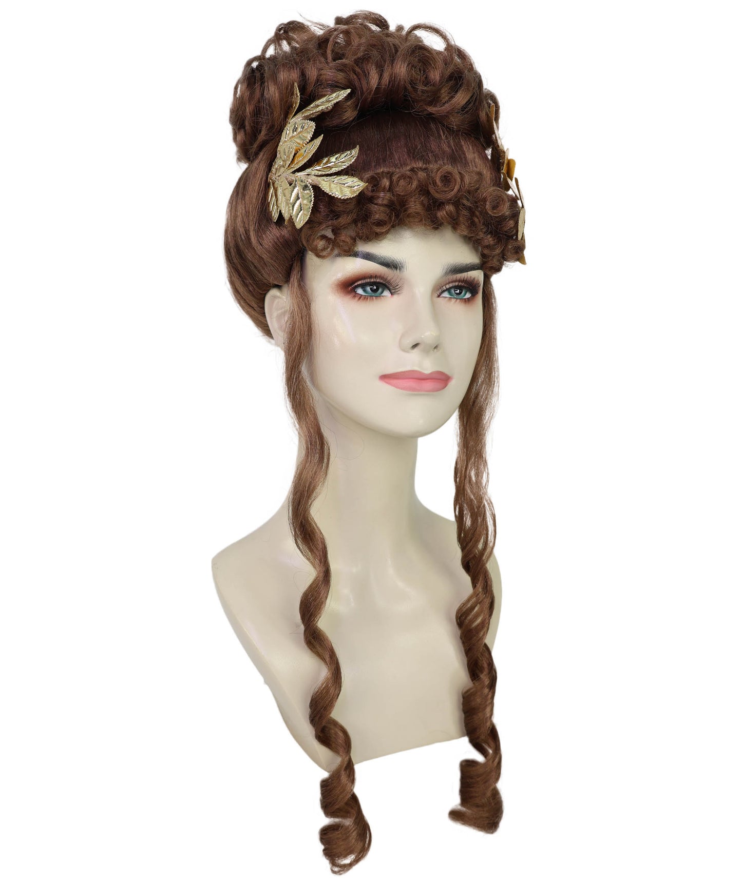 Women's Laurel Leaf Headpiece with Gold Wig | Roman & Greek Goddess-Inspired Accessory for Halloween & Themed Events | Premium Synthetic Hair with Adjustable Fit