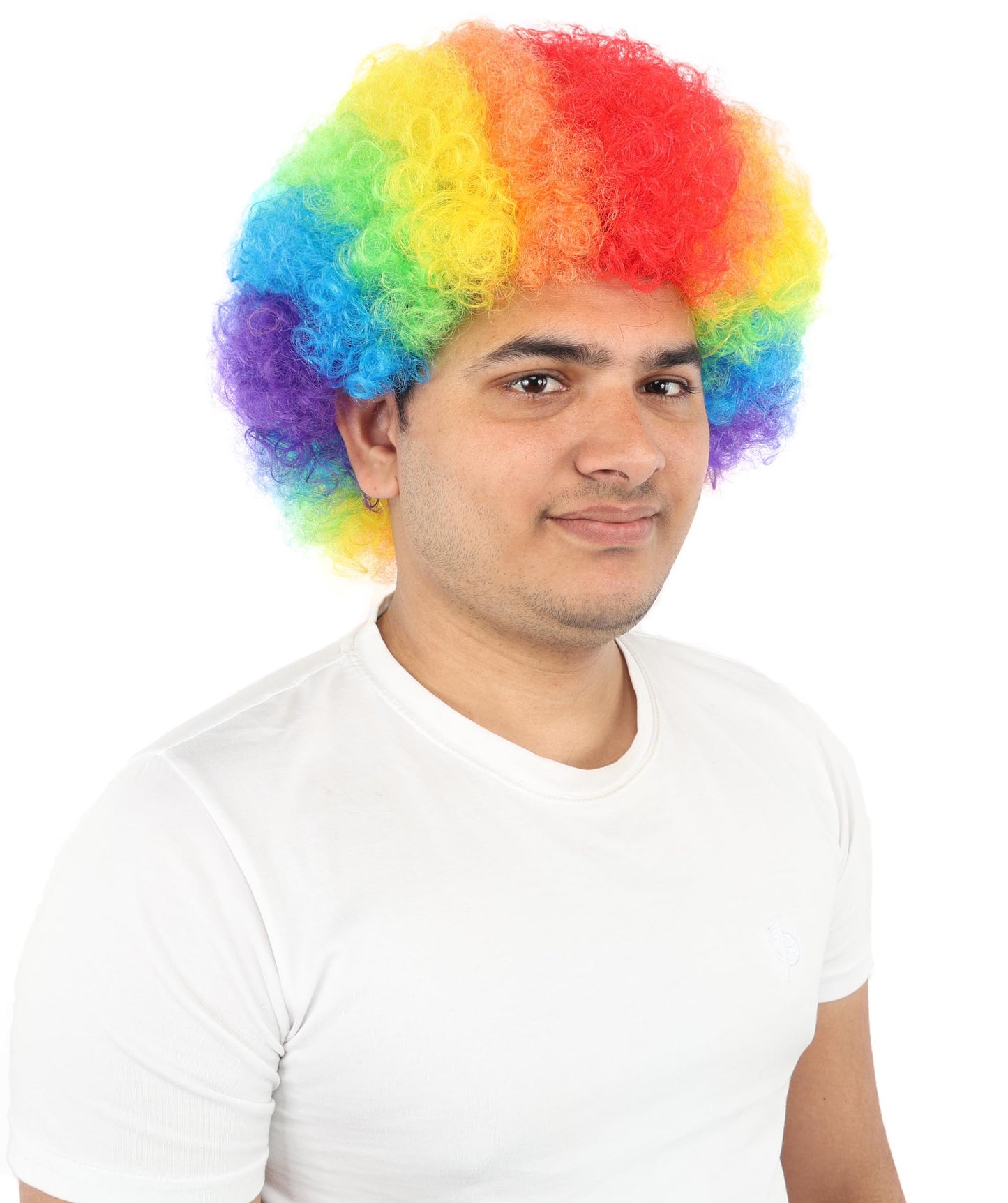 HPO Unisex Rainbow Afro Clown Wig | Multicolor Hairpiece with Standard Cap Design | Suitable for Cosplay, Parties, and Themed Events