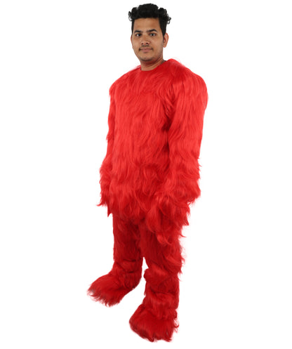 HPO Adult Unisex Banana Leaf  Furry Monster Grinch Costume | Christmas Santa Costume | Full-Body Fur Outfit with Long Fluffy Fabric | Ideal for Halloween, Cosplay & Party Events