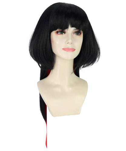 HPO Women's Jane Doe Black & Red Wig | Straight Synthetic Hair | Halloween Party, and Themed Event Accessory
