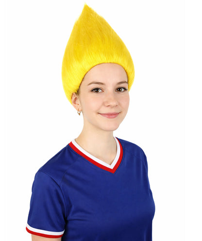 HPO Unisex Troll Wig for Yellow Color I Ideal for Halloween I Flame-Retardant Synthetic Fiber Hair