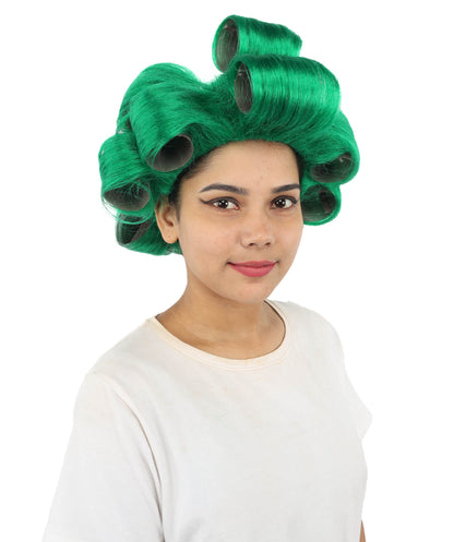 HPO Adult Women's Retro Roller Set Pink Wig | Multiple Color Options, create of synthetic fiber, large cylindrical curler texture, capless cap | Party, Halloween, theater, drag, performance, costume events