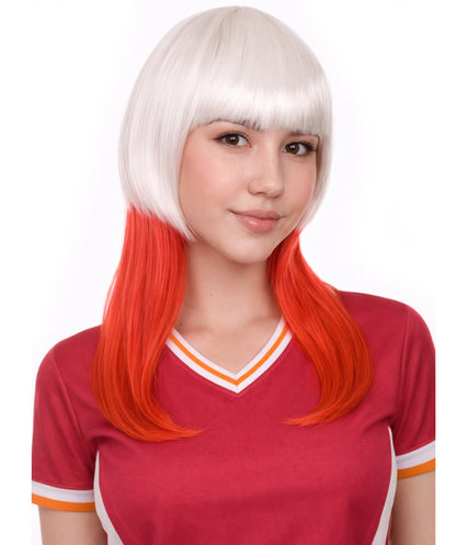 Poland Flag Sport Party Long Bob Wig | White Red National Pride Wig | Premium Breathable Capless Cap