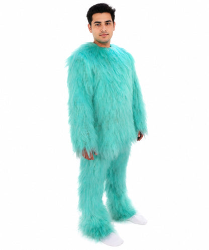 HPO Unisex Blue Furry Monster Costume, Mask and Bundle Set | Full Body Fur Costume with Matching Mask | Soft Plush Halloween Cosplay Outfit for Parties, Mascots & Performers