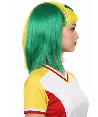 Senegal Flag Sport Party Bob Wig | Multicolor Africa National Pride Wigs | Premium Breathable Capless Cap