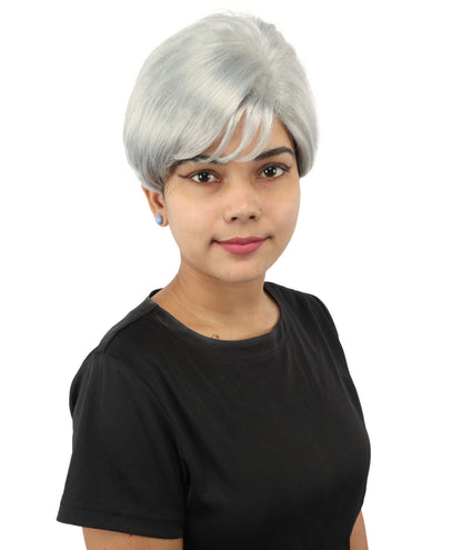 HPO Adult Women’s Short Black Wig | 10 Inch, Sleek and Smooth Bob Hairpiece | Ideal for Cosplay, Costume, and Themed Events