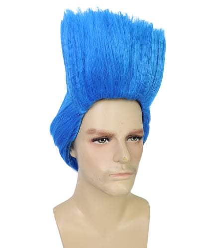 Men’s Short Straight Blue Wig – Synthetic Fiber for Adults | Breathable Capless Cap