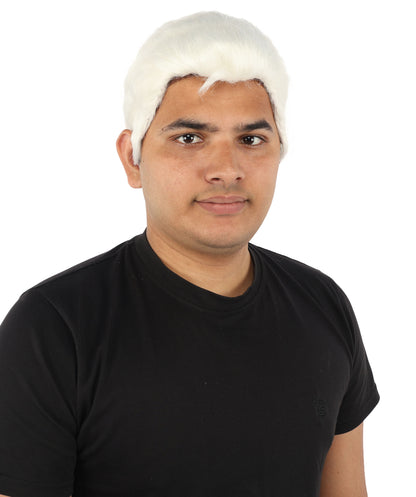 HPO Men's Side Swept Undercut Wig | Short Brown Texture with Tapered Sides, Heat Resistant Synthetic Fiber & Breathable Net | Halloween, Space Ranger Cosplay, Sci-Fi Theme Party & Roleplay