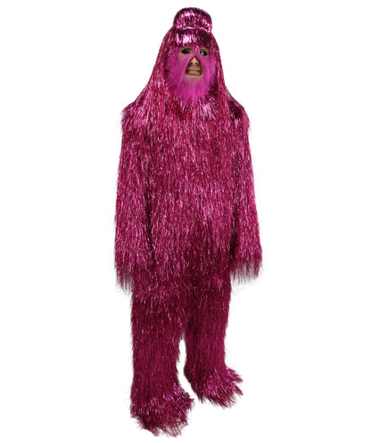 HPO UnisexTinsel Hairy Costume, Bundle & Mask Set | Full-Body Suit & Matching Mask | Long Hair Funny Costume for Halloween, Performers, Cosplay & Mascots | Multicolor Options