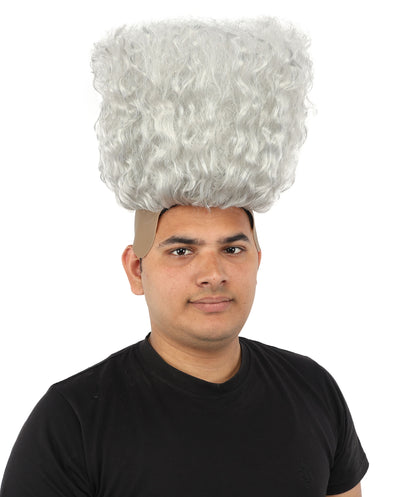 HPO Men’s Tall Afro Wig | Multicolor Options | Animated Scientist Style Hair | Funny Hairpiece with Bouncy Curls and Capless Cap | Retro Nerd Look for Parties, Shows & Halloween