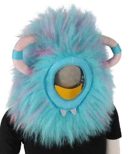 HPO Unisex Furry Blue Monster Plush Costume Set – Head Mask & Full Suit| Perfect for Halloween| Flame-retardant Synthetic Fabric
