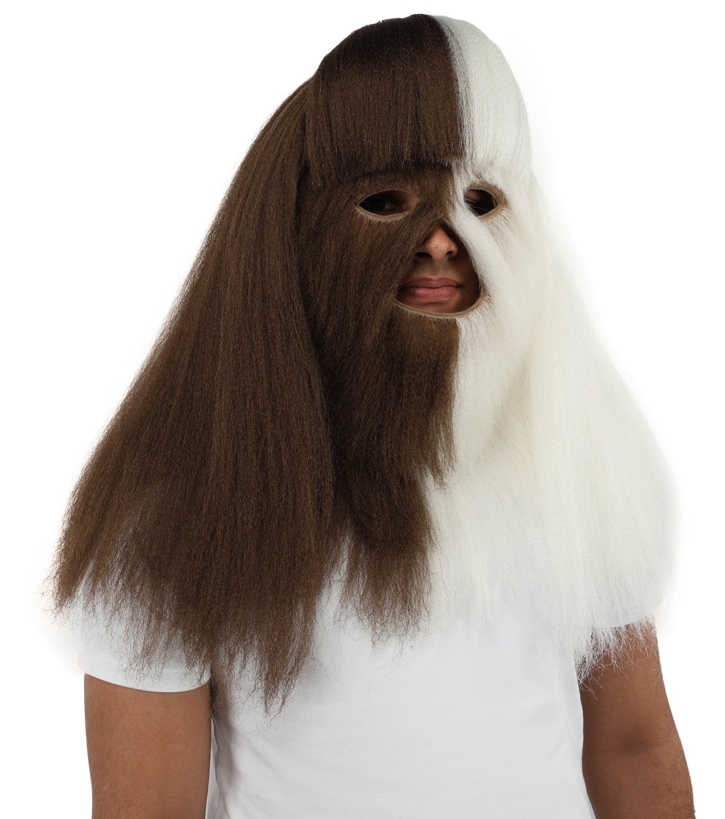 HPO  Extreme Hairy Person Two Part Costume, Mask and Bundle Set - Full-Body Hair Suit Extra-Long Costume Wig for Halloween, Cosplay & Parties - Multiple Color Options