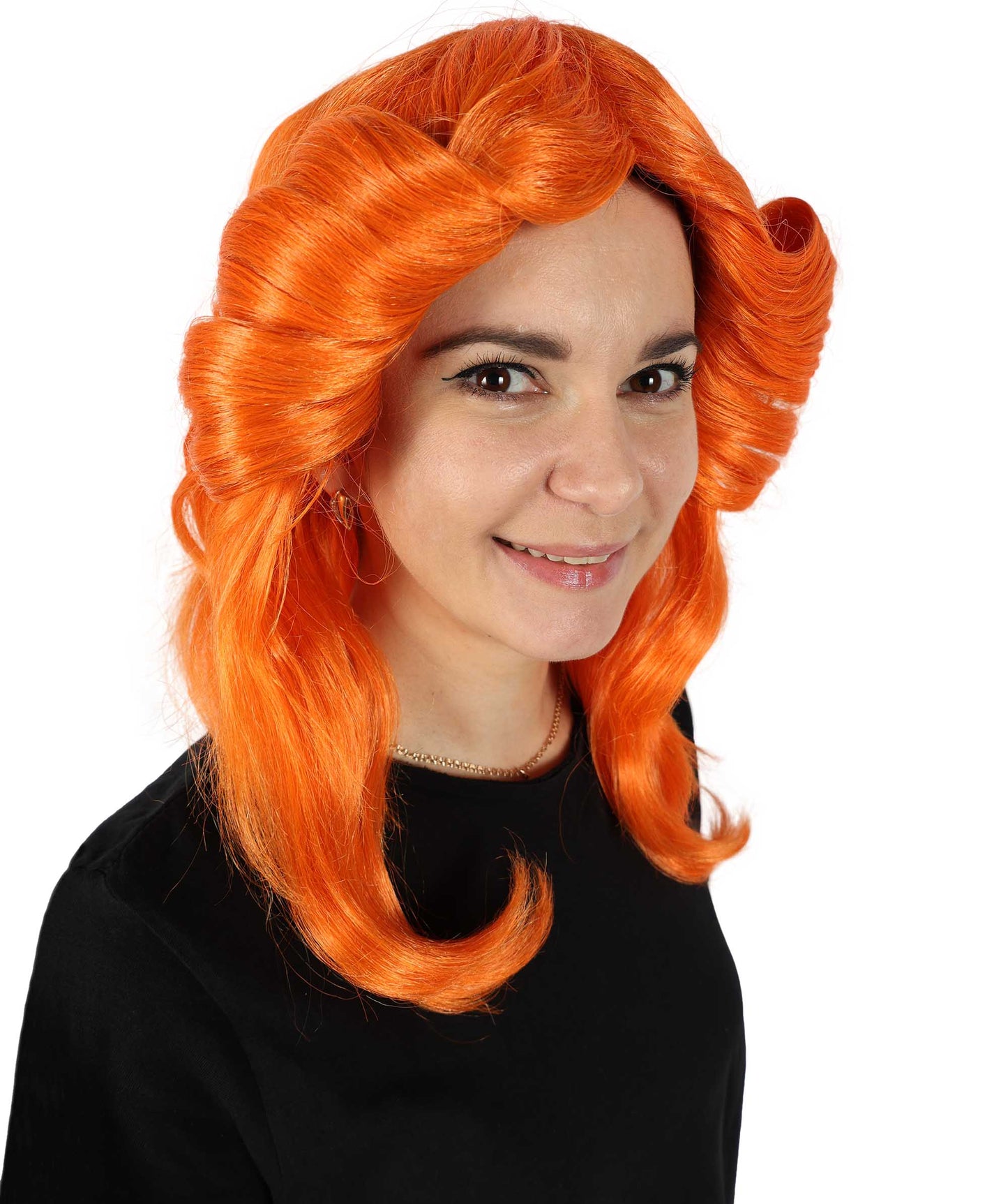HPO Women's 70's Flick Multiple Color Retro Wig, Flame-retardant Synthetic Fiber