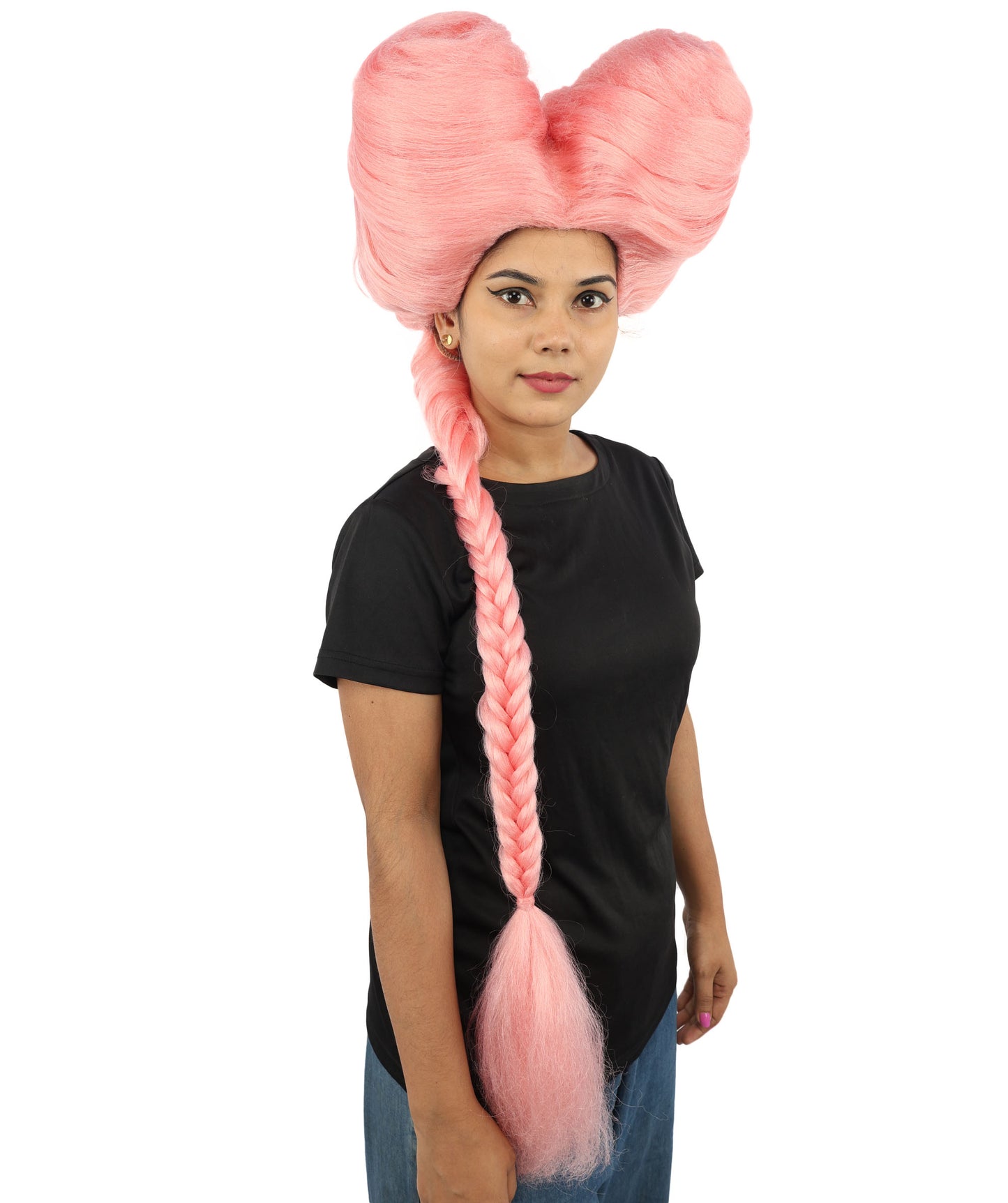 HPO Women’s Extra Long Golden Brown Count Dracula Wig | 42 Inch Synthetic Hairpiece Ideal for Gothic Noble Costume Halloween Cosplay Party Fancy Dress