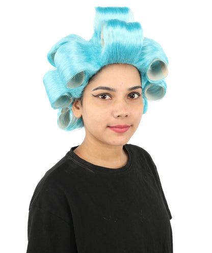 HPO Adult Women's Retro Roller Set Pink Wig | Multiple Color Options, create of synthetic fiber, large cylindrical curler texture, capless cap | Party, Halloween, theater, drag, performance, costume events