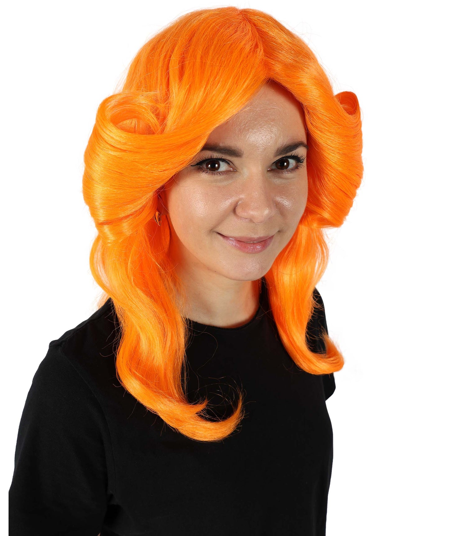 HPO Women's 70's Flick Multiple Color Retro Wig, Flame-retardant Synthetic Fiber