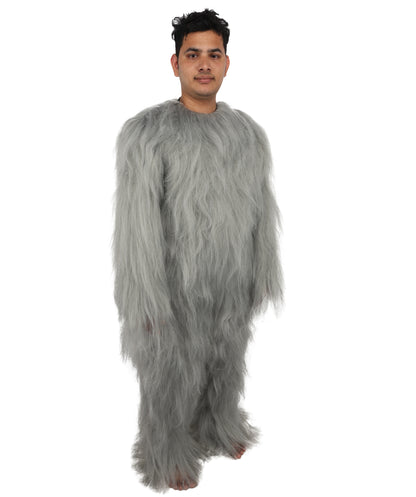HPO Unisex Extreme Hairy Person Costume, Mask and Bundle - Full-Body Hair Suit Extra-Long Ash Brown Costume Wig for Halloween, Cosplay & Parties