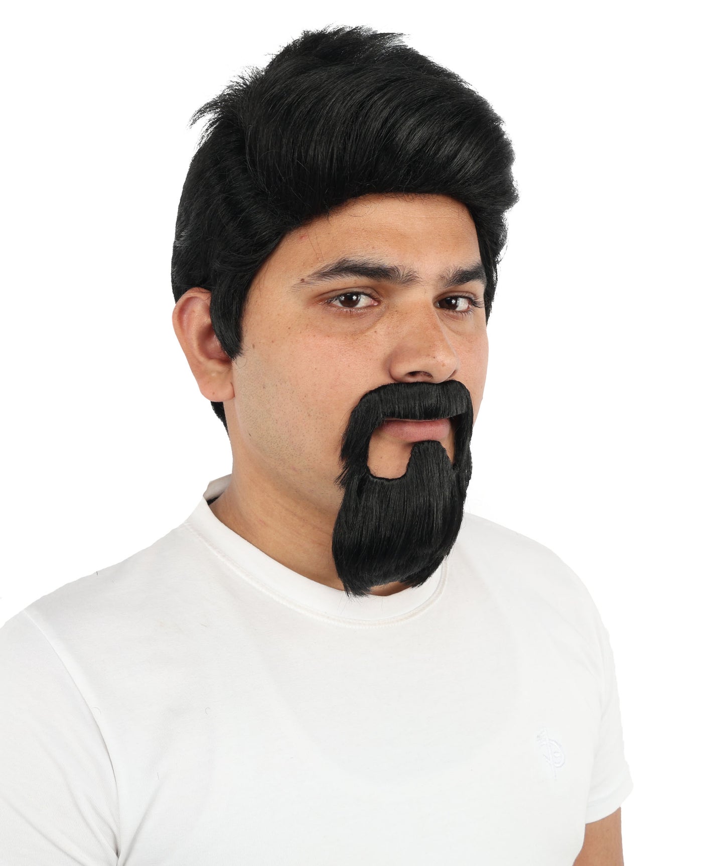 HPO Men's Black Wig with Goatee Beard & Mustache | Stylish Men’s Hair with Beards Look | Suitable for Cosplay, Costume Parties, Stage Performances & Events