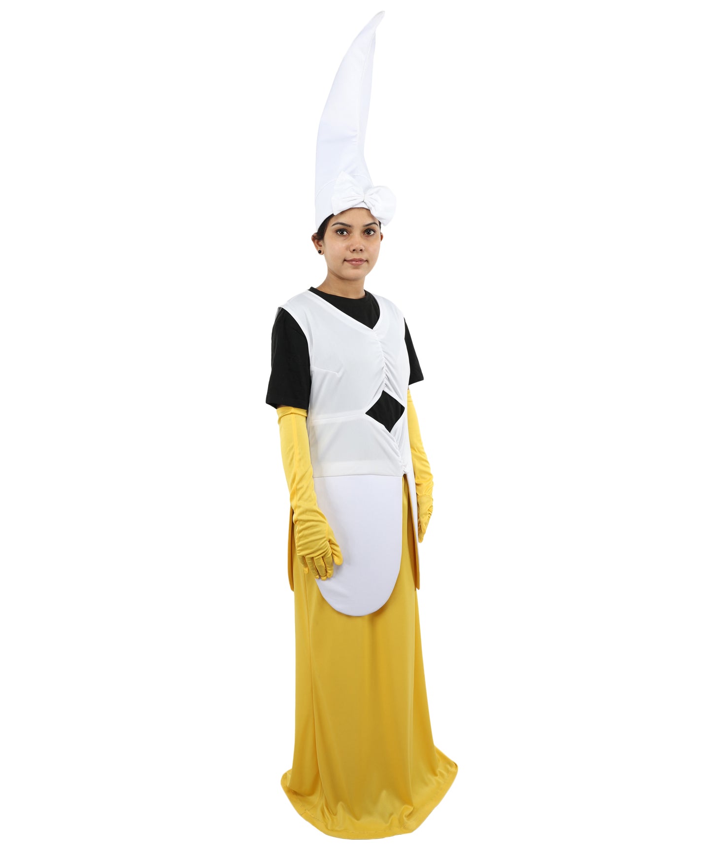 HPO Women's Fun Banana Costume – Yellow & White Playful Fruit Style Outfit – Soft Structured Design for Halloween & Cosplay Parties