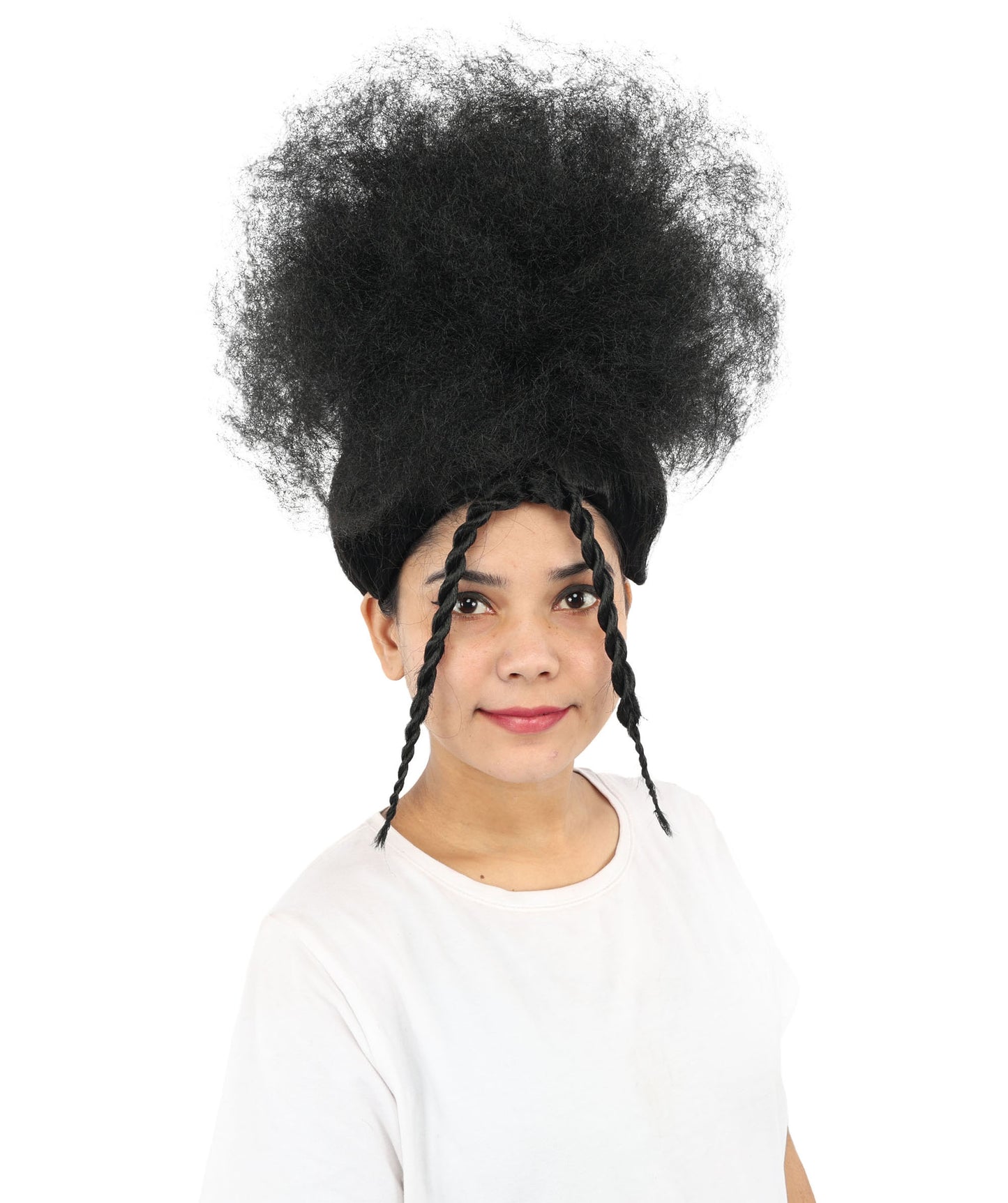 HPO Women’s Afro Puff Black Wig with Natural-Textured Curls | High-Puff Synthetic Wig for Halloween and Cosplay | Capless Design | Soft Volume & Style for Festival Fashion
