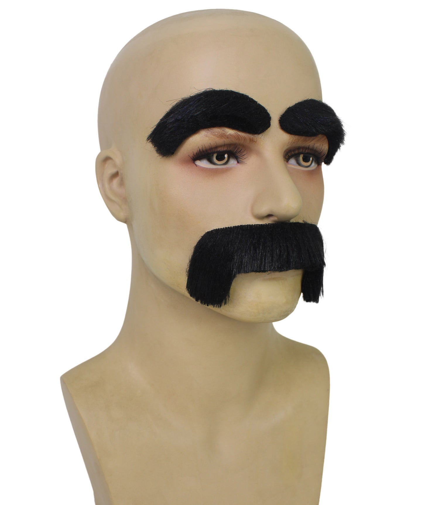 HPO Adult Men's Bold Black Stick-On Mexican Mustache With Eyebrows | Hilarious Party Accessory Kit | Flame-retardant Synthetic Fiber