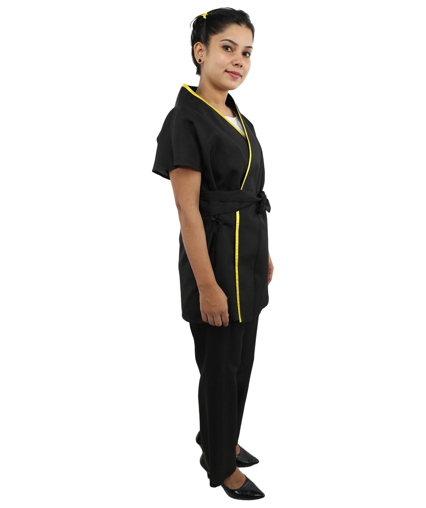 HPO Women’s Black Martial Arts Costume – Sleeveless Top, Belt & Trousers Outfit Set  | Theme Party & Cosplay Presentation Wear