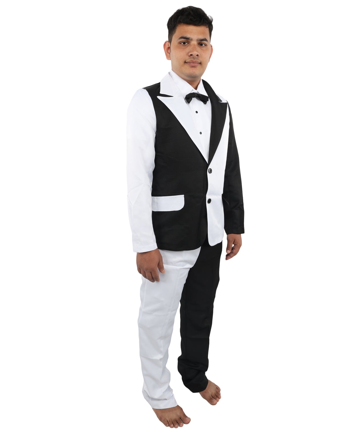 HPO Men’s White & Black Cosplay Tuxedo suit Costume - Two Piece Formal Cosplay Bodysuit | Stylish Party Outfit for Halloween
