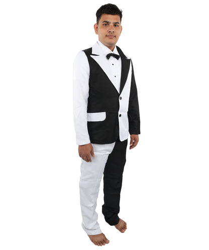 HPO Men’s White & Black Cosplay Tuxedo suit Costume - Two Piece Formal Cosplay Bodysuit | Stylish Party Outfit for Halloween