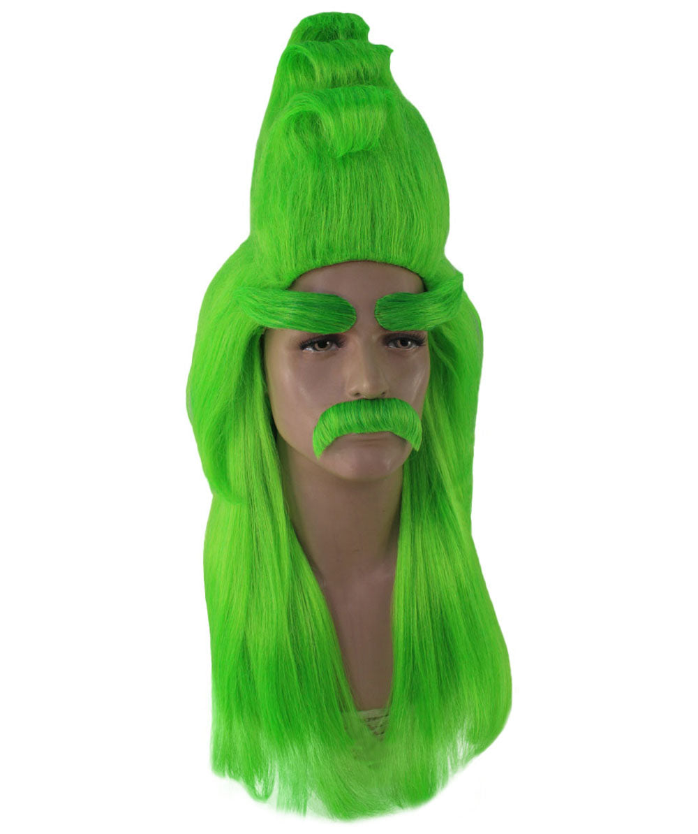 Santa Wig Eyebrows Moustache Full Set | Multiple Holiday Wigs | Premium Breathable Capless Cap