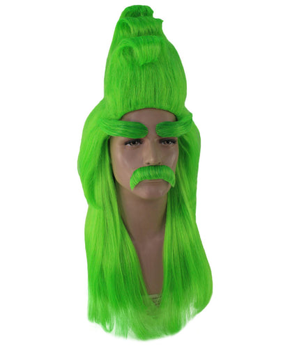 Santa Wig Eyebrows Moustache Full Set | Multiple Holiday Wigs | Premium Breathable Capless Cap