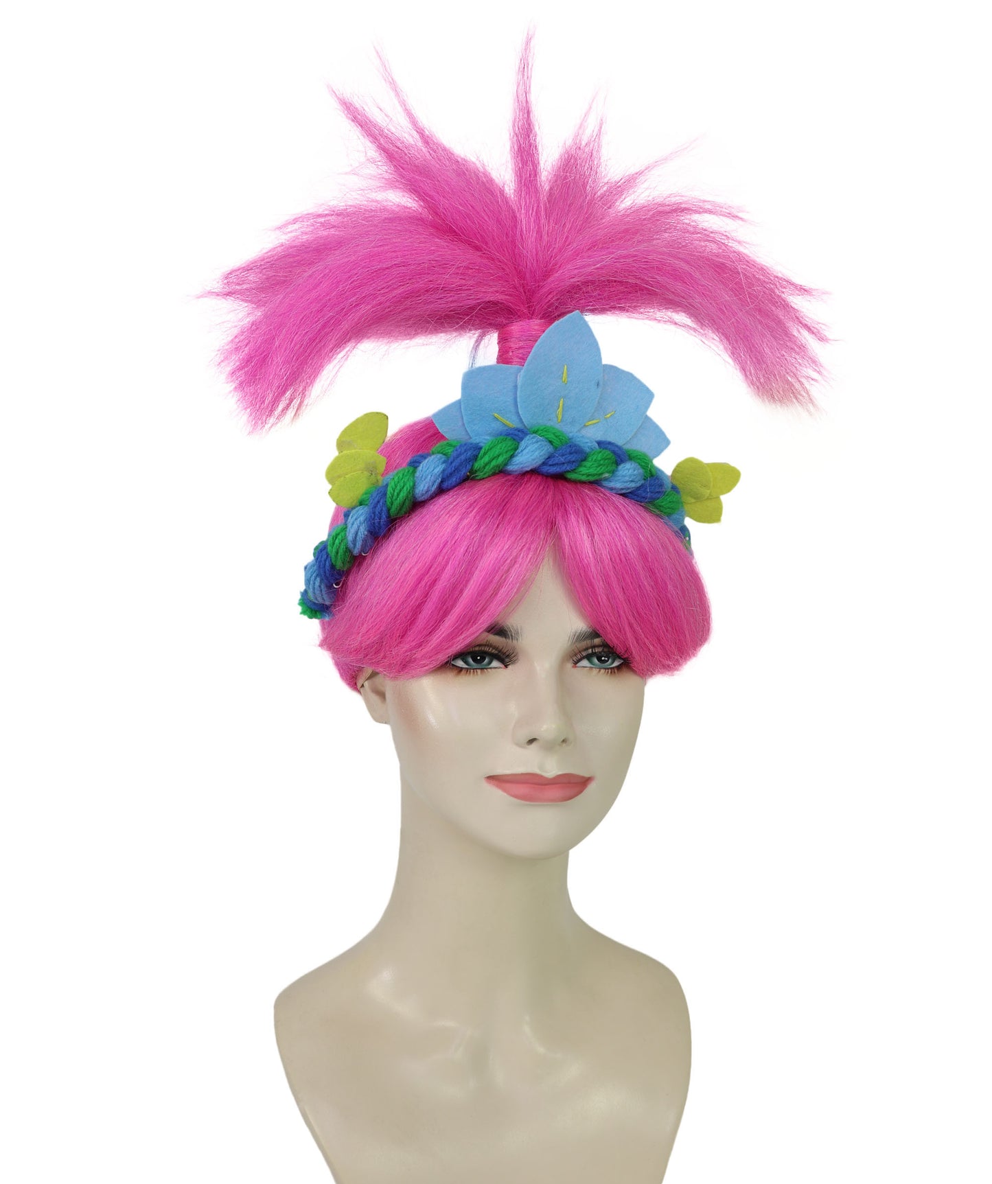 Women's Troll Pink Shoulder-Length Wig| Halloween and Cosplay Wig | Flame-retardant Synthetic Fiber