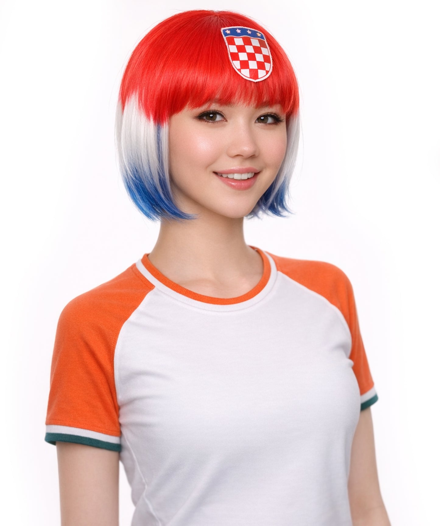 Women Patriotic Croatia Flag Wig | Premium Breathable Capless Cap