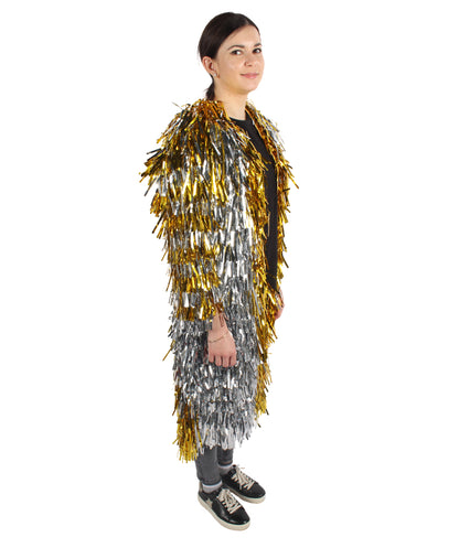 HPO Women's Gold & Glitter Tinsel Trenchcoat, Perfect for Halloween