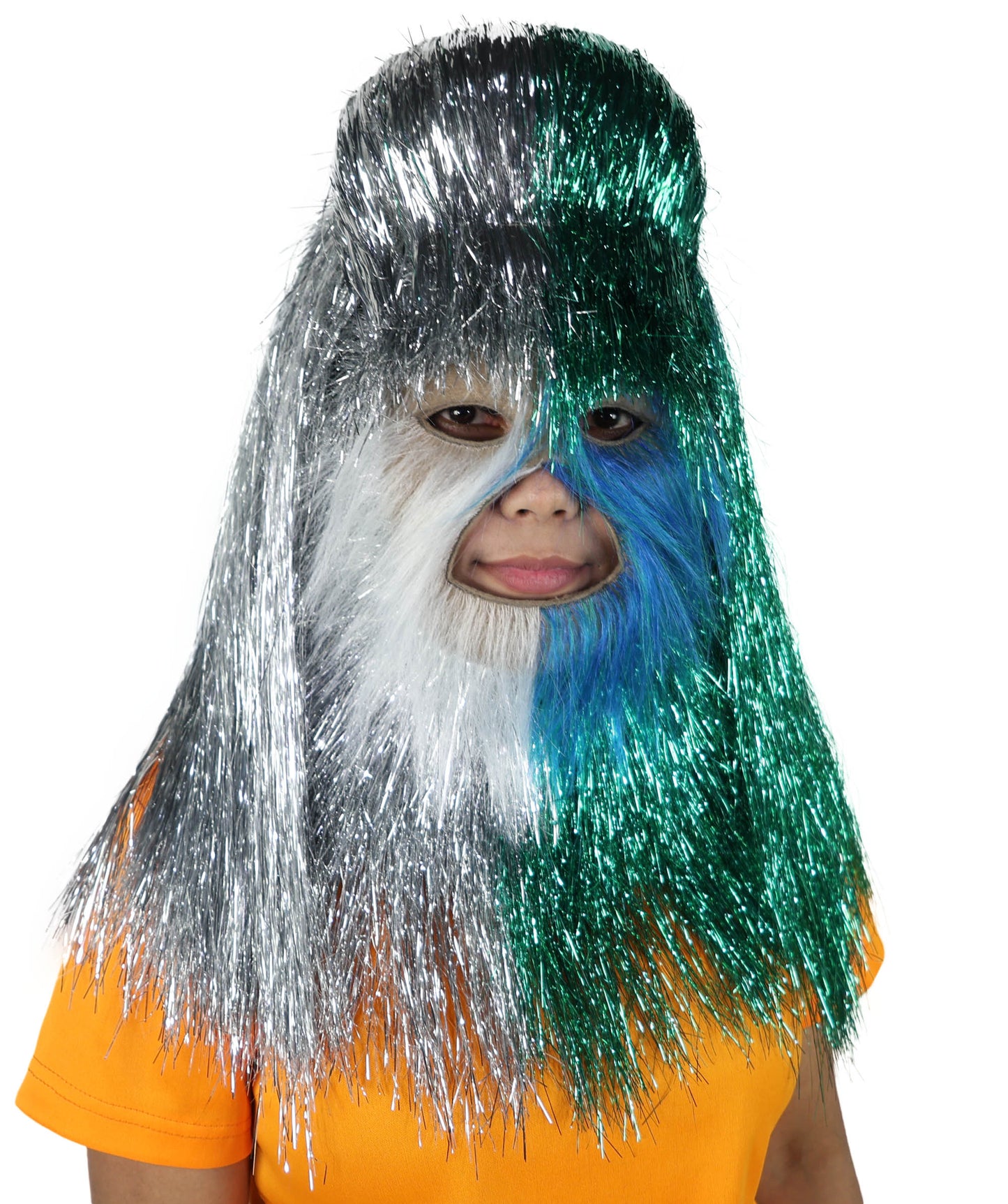 HPO Teen Extreme Hairy Two Part Costume Bundle & Mask Set - Full-Body Hair Suit Extra-Long Costume Wig for Halloween, Cosplay & Parties - Multiple Color Options