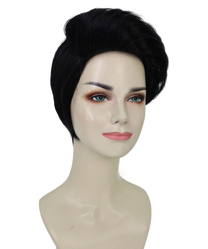 HPO Adult Women’s Smooth & Light Curly Short Black Wig | Natural Look Costume & Fashion Wig | Ideal for Halloween | Breathable Capless Cap