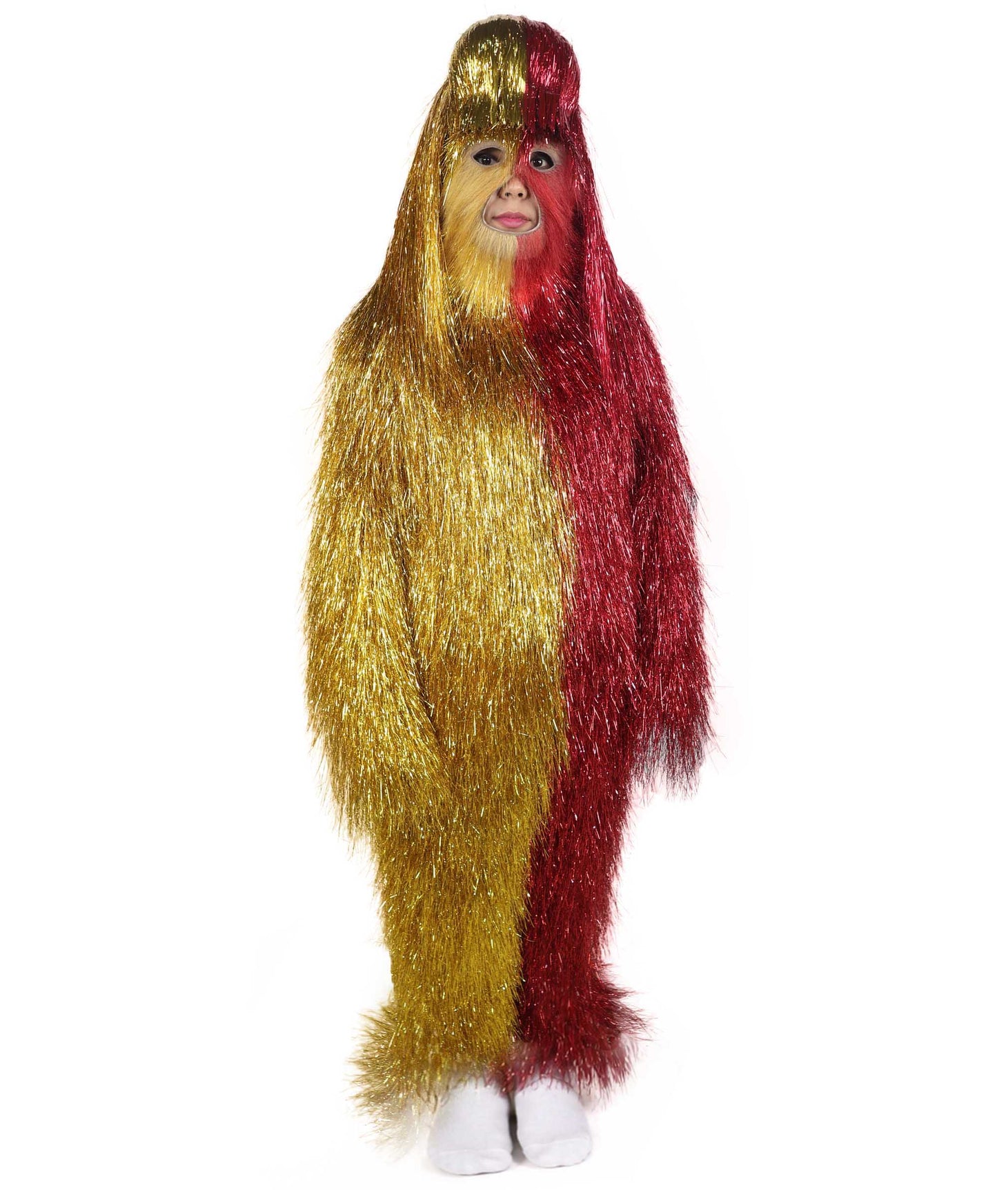 HPO Teen Extreme Hairy Two Part Costume Bundle & Mask Set - Full-Body Hair Suit Extra-Long Costume Wig for Halloween, Cosplay & Parties - Multiple Color Options