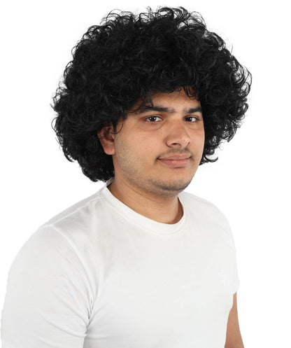 HPO Men's Soft Curly Afro Wig with Multiple Color Options | Flame-Retardant Synthetic Fiber | Perfect for Halloween, Cosplay and Themed Parties