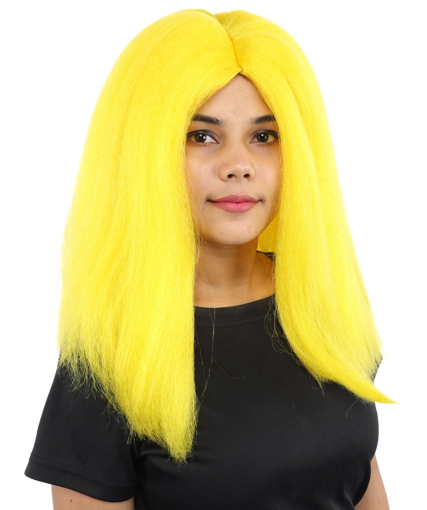 HPO Adult Women's Long Rounded Cartoon Hair Wig | Multiple Color Options | Bubble Bob, Deep Side Part, Heat Friendly Synthetic Strands & Breathable Net | Fancy Dress, Stage Show, Animated Character Events, Halloween & Festival