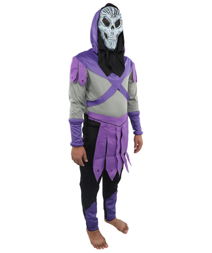 HPO Men's Multicolor Skull Sorcerer Costume – Dress & Mask Suit | Fantasy Villain Outfit for Halloween & Cosplay