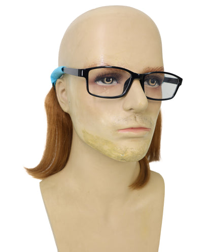 70s 80s Mullet Wig with Eyewear Retainer | Retro Costume Hairpiece for Men and Women | Synthetic Lightweight Party Accessory for Festivals and Theme Events