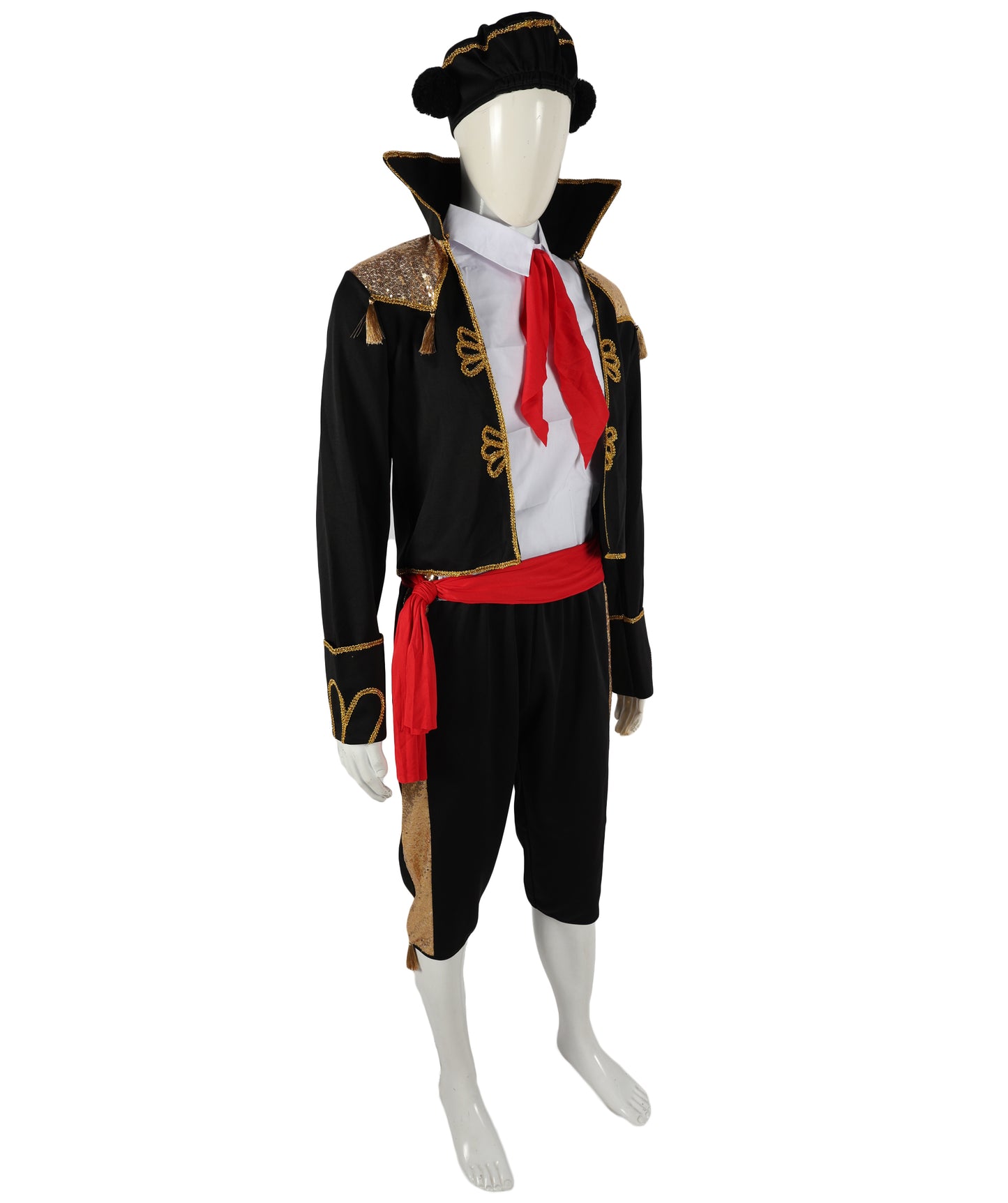 HPO Adult Matador Costume – Spanish Bullfighter Cap, Mukup, Pant, T-Shirt Outfit for Halloween and Theatrical Events