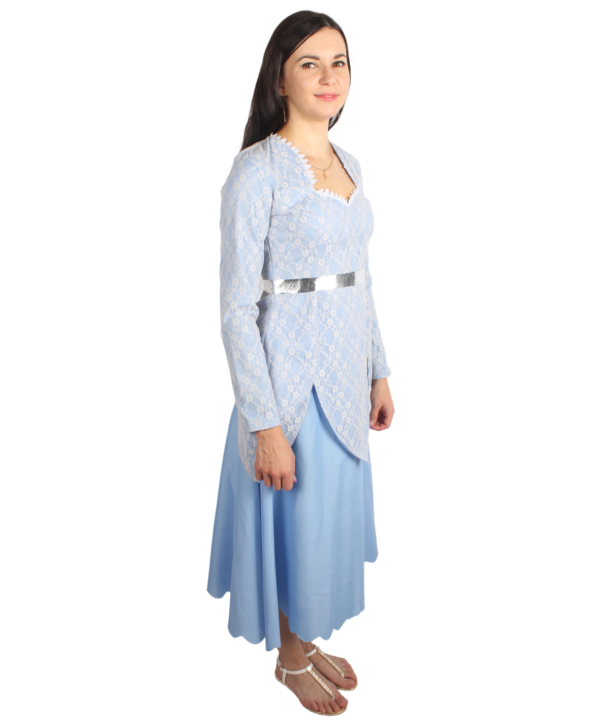 Adult Women’s Animated Movie Fairy Godmother Light Blue Gown Costume | Best for Halloween | Flame-retardant Materials