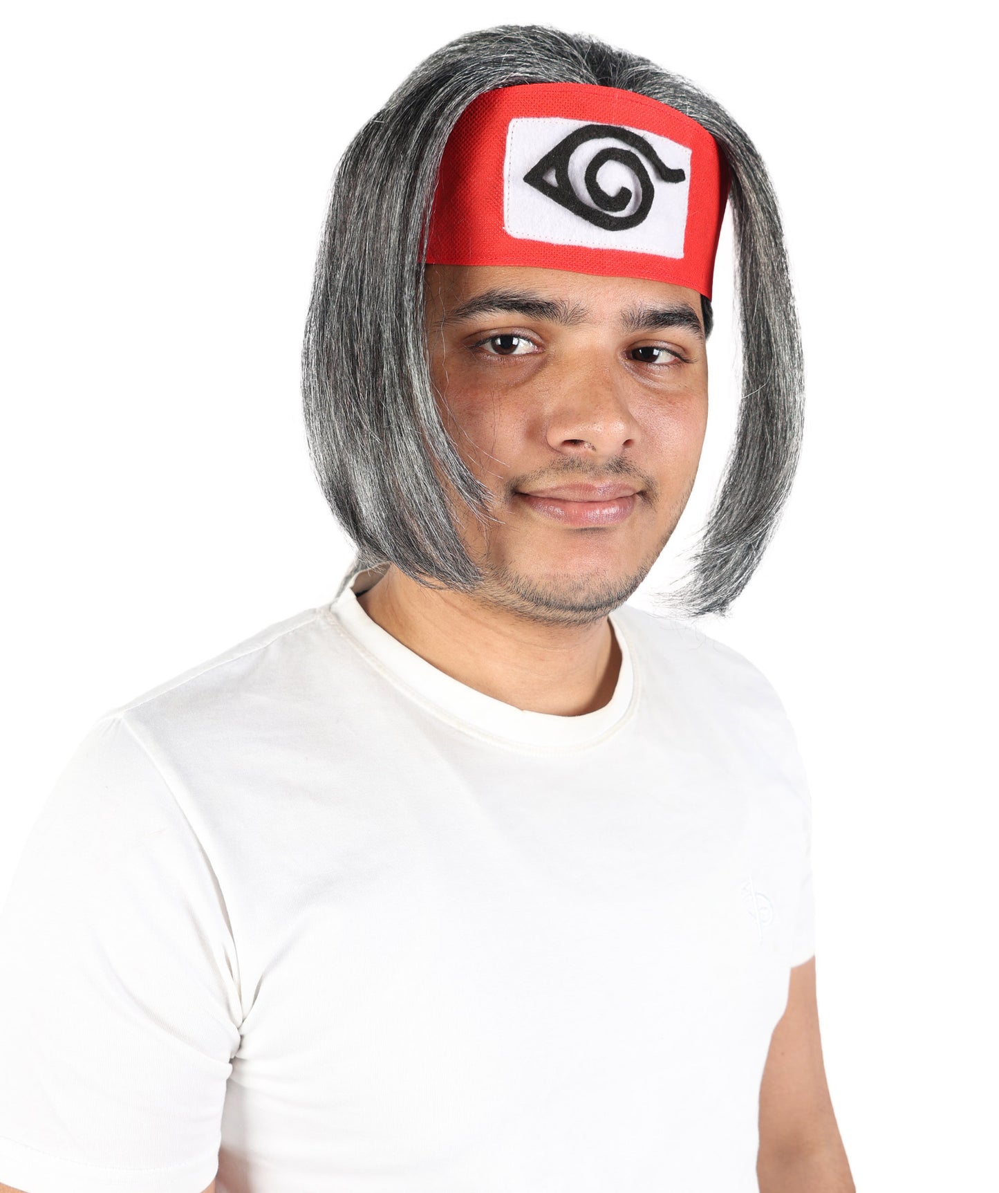 HPO Adult Men’s Black & White Wig | Long Synthetic Hairpiece with Adjustable Fit | Ideal for Cosplay, Stage, Parties & Themed Events