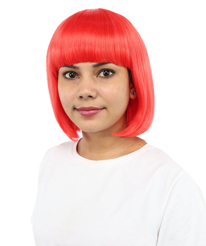 Adult Women’s Medium Bob Wig with Bangs – Layered Hairstyle with Soft Synthetic Fibers & Smooth Texture With Standard Cap | Stylish Hairpiece for Cosplay, Parties & Photo Shoots | Multicolor Options